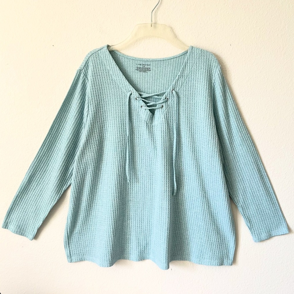 Lane Bryant Seafoam Waffle Knit Top